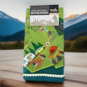 Adirondack Map Bandana handkerchief kerchief 20"Adirondack New York hiking NEW